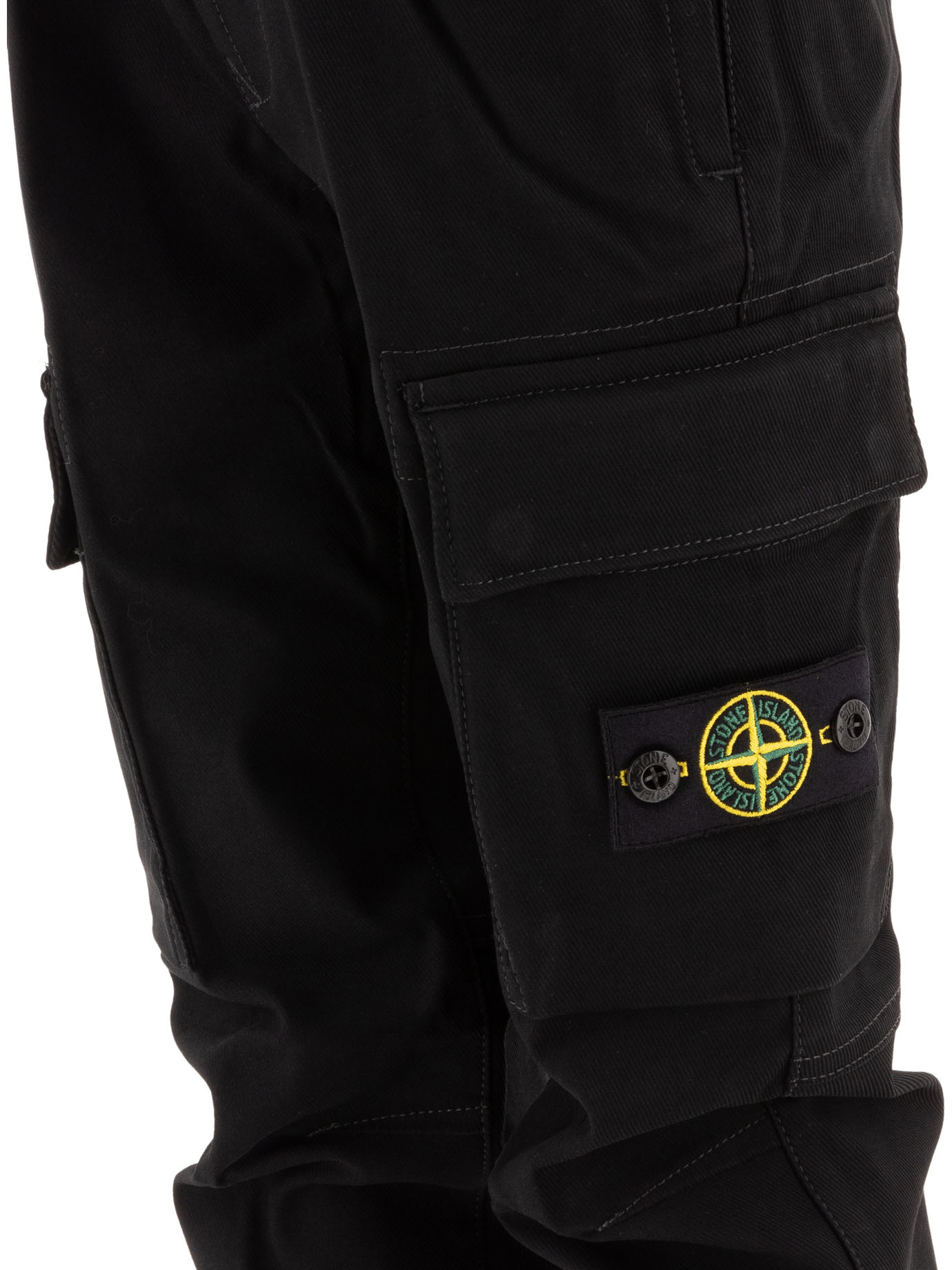 STONE ISLAND JUNIOR Black   Compass tapered trousers